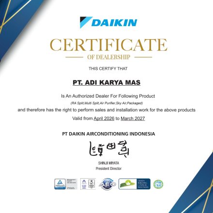 Sertifikat Dealer Daikin